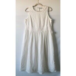 Q&A Womens White Sleeveless Eyelet Embroidered Maternity A-Line Dress Size M